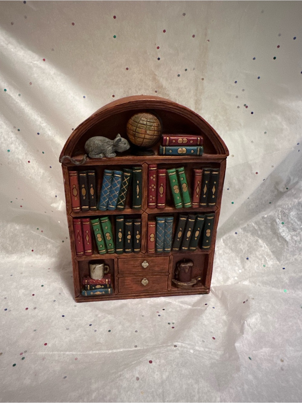 Miniature Bookshelf Wall Art in Brown with Multicolor Accents